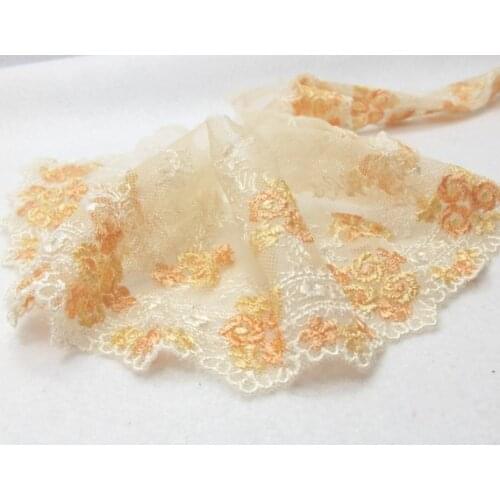 3 1/8 Inches Wide Lace|Orange Floral|Embroidered Lace Trim|Bridal Wedding Materials|Clothing Ribbon|Hairband|Accessories DIY
