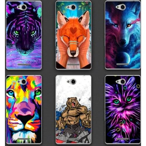 Lovely Cartoon Phone Cases For Sony Xperia E4G Dual E2033 E2003 Case Animal Cat Pattern Cover Printed Coque Fundas