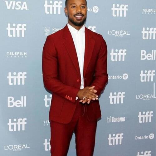 Fashion Burgundy Mens Pants Suits Custom Made One Button Groom Best Man Coat Blazer 2 pcs (Jacket+Pants)