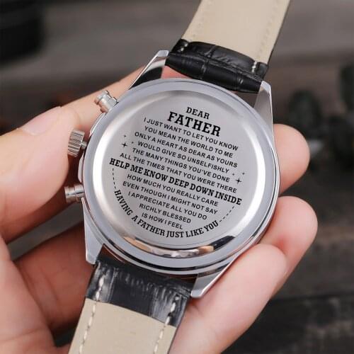 "To My Dad-How Much You Really Care From Son Or Daughter Engraved Waterproof Watch Anniversary Personalized Man Watch Fathers G