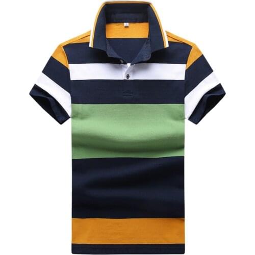 Summer Striped Polo Shirt Men Casual Short Sleeve Cotton Breathable Polo T Shirt Slim Fit Korean Men Clothing M-4XL Tops Shirt