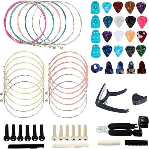 62 PCS Guitar Accessories Kit Acoustic Guitar Changing Tool for Guitar Players and Guitar Beginners