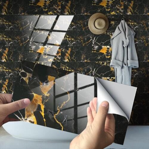 Marble Tiles Wall Stickers PVC Waterproof Vinyl Decorative for Kitchen Bathroom Walls Decor Mural Panel Ceramic Decal Peel Stick