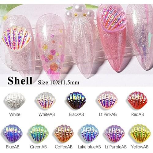 New sale Shell Resin Rhinestones 10X11.5mm Polar lights AB Color For DIY 3D Nail art accessories