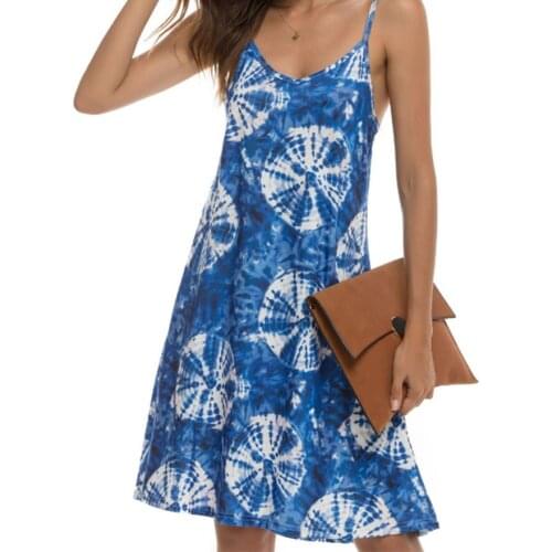 2021 Clothes New Casual Refreshing Summer Dresses For Women Beach Sling Print Sleeveless Ladies Dress Female Beautiful Dress