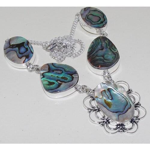 Abalone Shell Necklace Silver Overlay over Copper , 48.7 cm, N0733