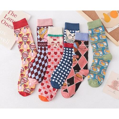 Autumn And Winter Womens Socks New Designer Retro Thick Cotton Socks Personality Trendy Socks Couple Tube Socks