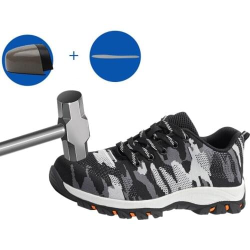 Labor Anti-smash Anti-thorn Steel Head Shoes Light Breathable Safety Shoes Anti-skid Work wear-resistant Men Running Shoe 35-46