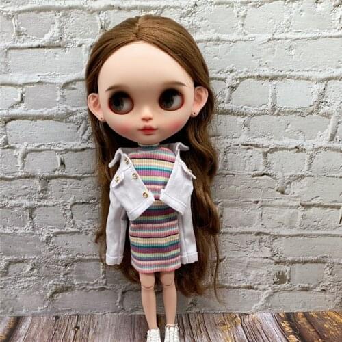 1pcs Rainbow Stripe Bottom Skirt Blyth Dress Doll Clothes for blyth,barbies,Kurhn Azone,fr,1/6 Doll Doll Accessories Clothing