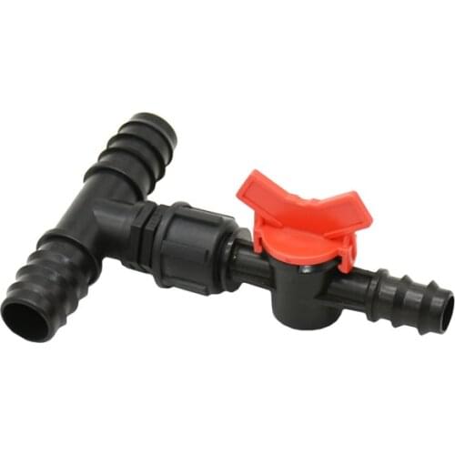 Garden 25mm to 20mm to 16mm hose Reducing tee With valve Garden tap water splitter Connector T-type 3-way pe Pipe joint 1pcs