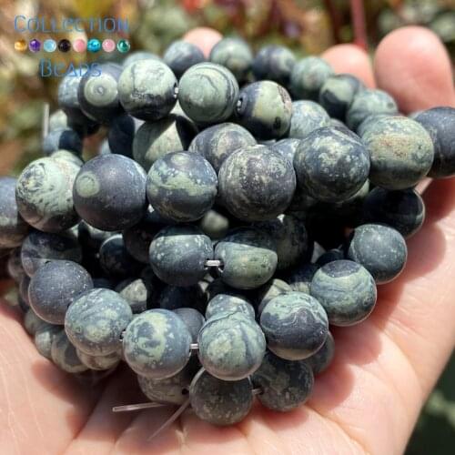 Natural Stone Matte Rhyolite Jaspers Round Loose Spacer Beads For Jewelry Making 6-10 MM DIY Bracelets Accessories Wholesale 15"