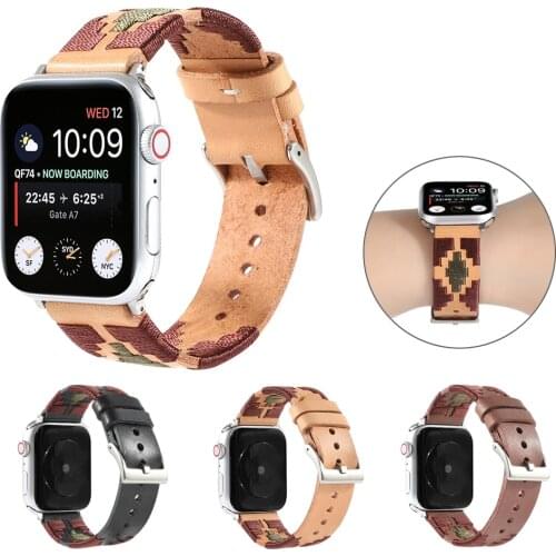 Genuine Leather Strap for Apple Watch Band 44mm 40mm 38mm 42mm Handmade Weave Wrist Bracelet for iWatch Series 6 SE 5 4 3 2 1