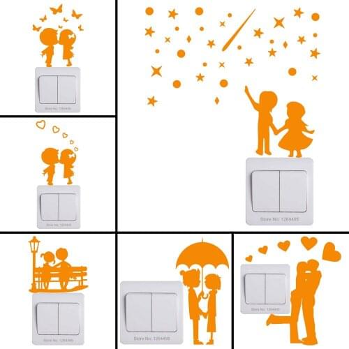 Romantic Lover Glow Switch Sticker Wedding Decor Luminous Sticker Restaurant Shop Hotel DIY Home Decor Fluorescent Sticker Decal