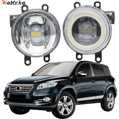 EEMRKE 2in1 LED Angel Eye Daytime Running Lights DRL + Cut-Line Lens Fog Lights for Toyota RAV4 XA30 2006 2007 2008 2009 '10 '11