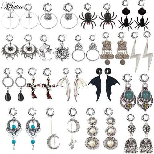 Miqiao 1 Pair Stainless Steel Bat Gauges Earrings Dangle Ear Plugs Tunnels Stretcher Expander Body Piercing Jewelry