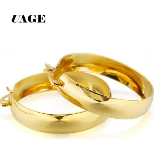 UAGE Big Earrings New Trendy Gold color Hoop Earrings Jewelry Wholesale Round Large Size Hoop Earrings For Women