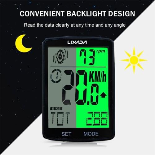 LIXADA Wireless Bike Computer Multifunctional LCD Screen Bicycle Computer Heart Rate Sensor Bike Cycling Speedometer Odometer