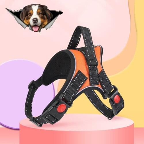 Breathable Nylon Heavy Duty Dog Pet Chest Harness Collar Padded Extra Large Medium Small Dog Harnesses Vest Pet Dogs Supplies