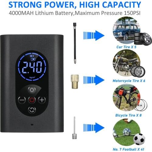 Tire Inflator Air Compressor 150PSI Electric Air Pump with Pressure Gauge Auto Shut Off for Car Bicycle and Other Inflatables