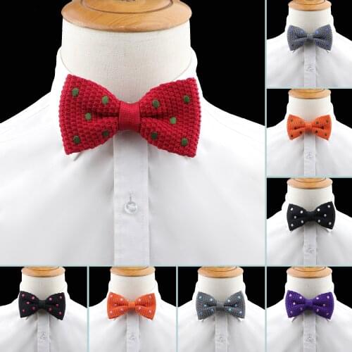 Solid Dot Knit Bow Tie Ploka Dots Adjustable Knitting Casual Neck Ties Leisure Butterfly Bowtie For Accessory Christmas Gift