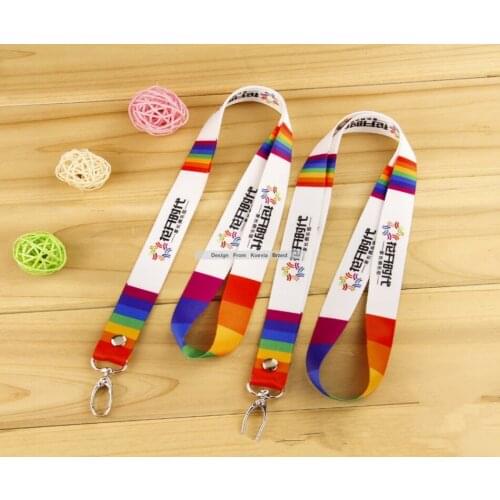 Custom Cartoon logo red color heat transfer Printing polyester Key Lanyard & Work ID Badge breakaway buckle Holders