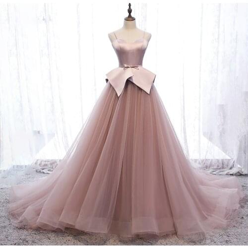New Spaghetti Strap Evening Dress Strapless Luxurious A-Line Pleat Floor-Length Sleeveless Backless Party Formal Gown Woman B293
