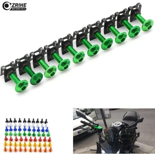 10PCS 6MM Aluminium Motorcycle Fairing Bolts Fastener Clips for kawasaki ZX1400 ZX14R ZZR1400 W800/SE Z1000SX Tourer Z125 Z250