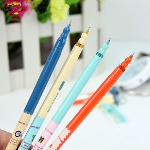 12pcs / lot Bear-shaped pen Gel Ink pen Korean students cute pen 0.35 Black crystal blue School Supplies Office Stationary Pens