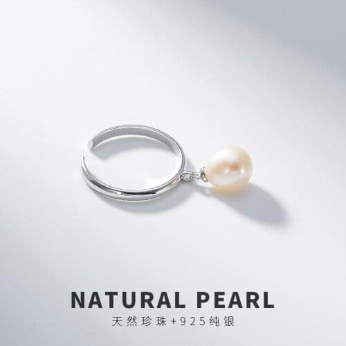 2018 Real silver S925 Pure Silver Natural Freshwater Pearl Ring