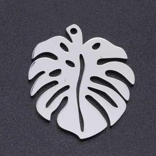 5pcs/lot 100% Stainless Steel Banana Leaf Charms Pendants Wholesale Bracelets Pendants Accept OEM Order