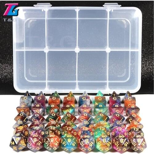 56pcs+Box Starry Under Shine Universe Galaxy DND Dice DnD RPG Game Digital High Quality Christmas Gift
