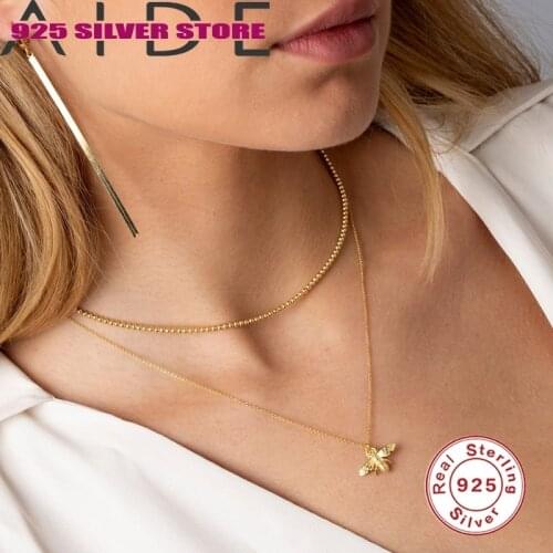 Aide INS Wind A Type Insect Bee 925 Sterling Silver Necklace For Women 2020 Gold 18k Jewelry Chain Choker Necklace