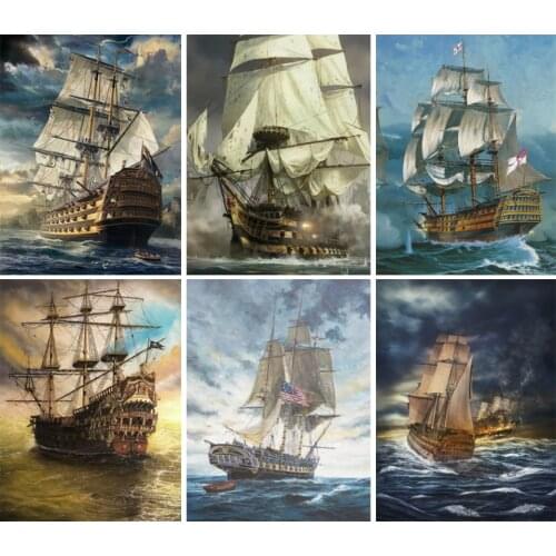 5D DIY Diamond Painting Sailboat Landscape Rhinestone Picture Full Diamond Embroidery Cross Stitch Kit Mosaic Home Decoration
