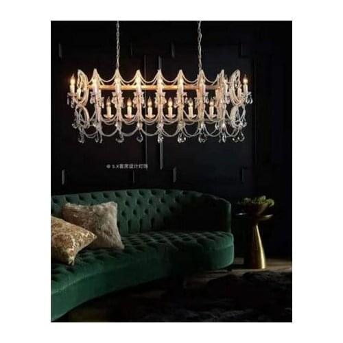 American retro bedroom restaurant French simple luxury model room villa hotel long princess wind crystal chandelier