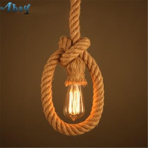 American Rope Pendant Lights Industrial Decor Creative Hanging Lamp LED E27 Vintage lamps Living Room Cafe Bar Hotel Kitchen