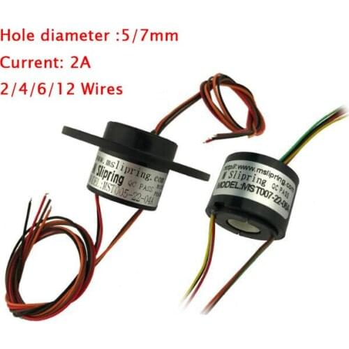 Free Shipping Hollow Slip Ring 2/4/6/12 Wires Hole Diameter 5/7mm1.5A Spare Parts For DIY Robot Gimbal MST005