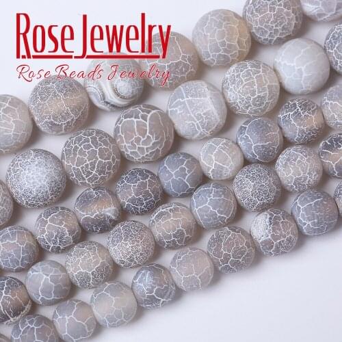 Natural Stone Gray Frost Cracked Agates Onyx Loose Beads 15" Strand 4 6 8 10 12 mm for Jewelry Making Round Beads Diy Bracelet