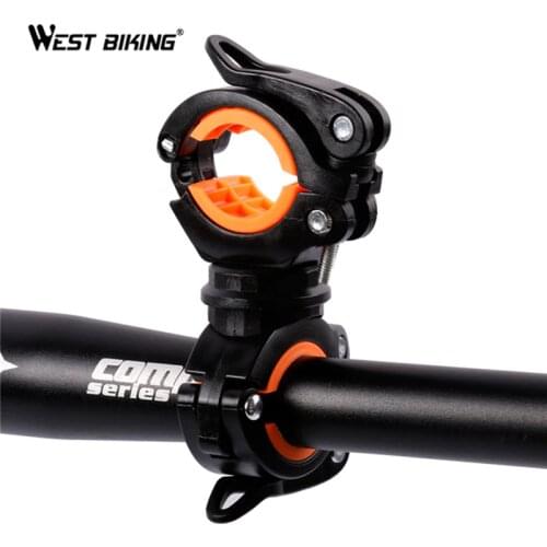 WEST BIKING Cycling Holder Bicycle Rotating Light Holder Bike LED Front Flashlight Pump 360 Degree Lamp Handlebar Seatpost