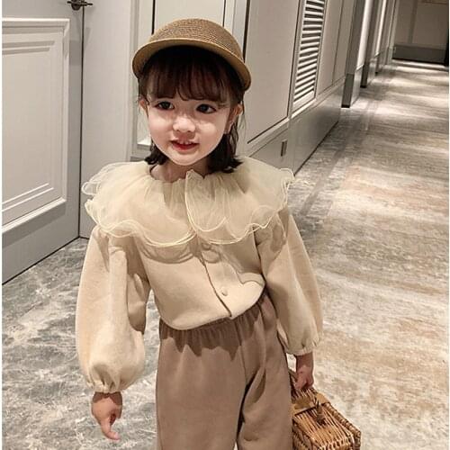 Girls Jackets 2020 Autumn Fall Cardigan New Baby Cute Sweet Girls Clothing Kids Children Top Lace Lapel Jacket For Girls Autumn