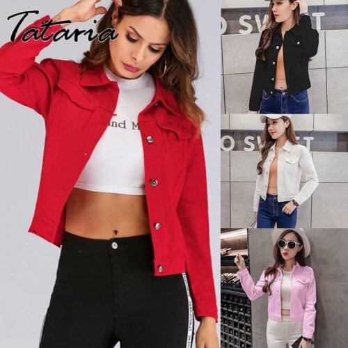 Jeans Jacket and Coats for Women Candy Color loose casual Short Denim Jacket Chaqueta Mujer red pink Casaco Jaqueta Feminina