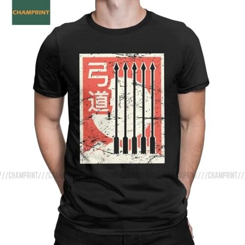 Men T-Shirts Vintage Kyudo Japanese Archery Cotton Tees Short Sleeve Bow Arrow Japanese Primitive Archer T Shirt O Neck Tops 6XL