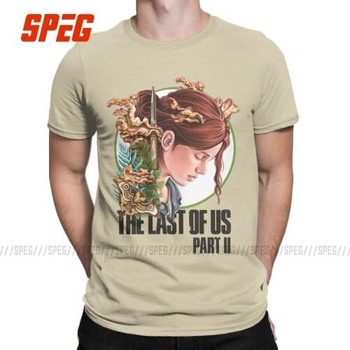 Cool The Last Of Us Part II Ellie T-Shirts for Men Round Collar Pure Cotton T Shirt Short Sleeve Tee Shirt Birthday Clothing