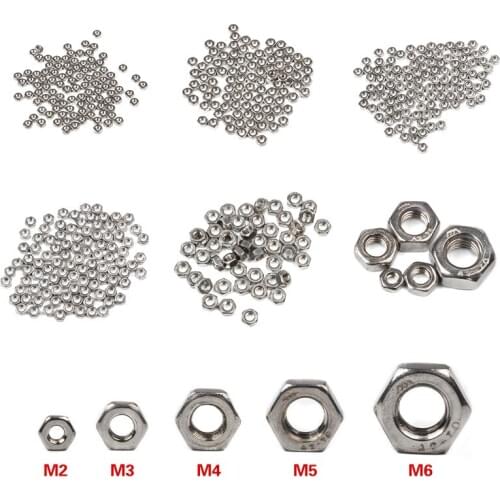 50/100pcs 304 Stainless Steel Hex Nuts M2 M3 M4 M5 M6 Metric Thread Hex Nuts
