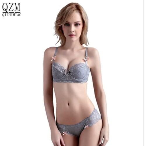 QIZHIMIAO New Women Sexy Bra Set Lace Lingerie Bra Set Push Up Bras And Underwear Sets Plus size Adjustable Bra And Panties Set