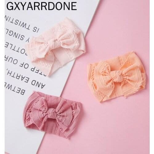 30pcs/lot Newborn Mini Ribbed Nylon Headbands Knotted Hair Bow Nylon Baby Turban Ribbed Headwraps For Infant Girls