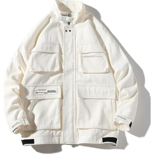 Nice Autumn New Pop Hio Hop Streetwear Stylish Clothing Mens Bomber Jackets Casual Pockets Loose Letter Printed Outerwear