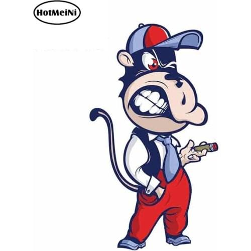 HotMeiNi 13cm x 7.2cm for Cartoon Monkey Smoke and Smile Motorcycle Car Stickers Fashion 3D Funny VAN Vehicle Decal Decoration