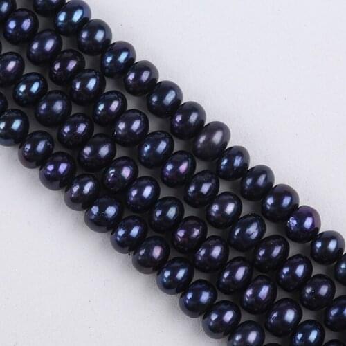 8-9 mm black freshwater flat pearl strand for making Jewellery
