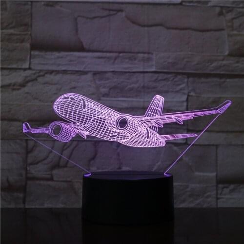 USB Night Light LED Jet Aircraft Nightlight Acrylic 3D Lamp Room Decoration Kids Child Birthday Holiday Gift Smart Phone Control
