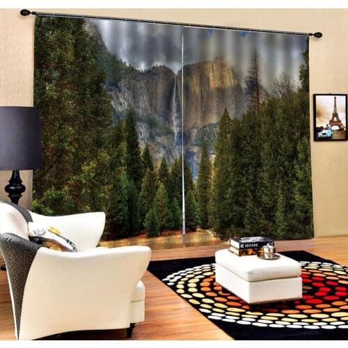 Luxury Blackout 3D Window Curtains For Living Room Bedroom Customized size green forest curtains tree curtain